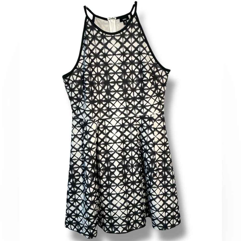 Mossimo Black & White Geometric Fit & Flare Halter Dress Size XL - Picture 2 of 5